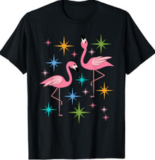 Vintage Retro Mid-Century Modern Flamingoes T-Shirt picture