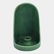 Hampshire Early 1900s Vintage Arts And Crafts Pottery Matte Green Chamberstick picture
