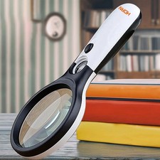 45X Jumbo Handheld Magnifying Glass w/ 3 Bright LED Light Illuminated Magnifier picture