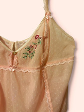 Vintage Rare Victoria's Secret Beige Lace Polka Dot Embroidered Bow Size M picture