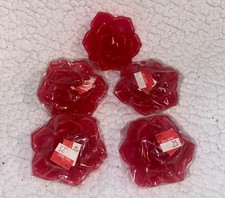 NIP VTG 5 Red Floating Rose Candles Cinnamon Spice NOS WalMart Stickers Rare picture