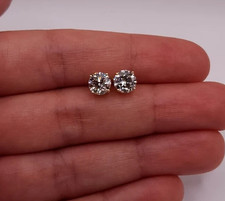 0.80Ct Round Cut Natural Diamond JK/I1-I2 Women's Stud Earrings 14k Yellow Gold picture