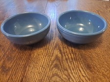 2 Vintage 1940s McCoy Pottery #641 Blue Ringware Ribbed Bowls 5