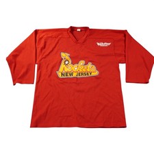 New Jersey Rockets Mesh Hockey Jersey Mens Large Red 3/4 Aeroflex International picture