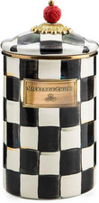 MACKENZIE-CHILDS Enamel Canister, Large, Black-and-White Courtly Check picture