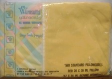 Vtg NIP Wamsutta 70s Pillowcases Yellow Plaid Madras Ultracale Standard picture