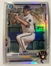 2021 Bowman Draft #BDC-114 Logan Henderson 1st Chrome Refractor Card Brewers picture