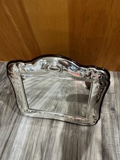 Vintage Italian .925 Sterling Silver Floral Tabletop Mirror – Wood Easel Back picture