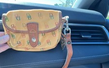 Dooney & Bourke Rainbow Monogram Wristlet Coin Purse Yellow Vintage picture