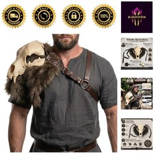 Authentic Viking Bear Skull Armor with Cozy Faux Fur Cape - Elevate Your Costume picture