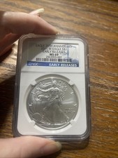 2011 W NGC MS69 AMERICAN SILVER EAGLE 25TH ANNIVERSARY  1 TOZ .999 SILVER Coin picture