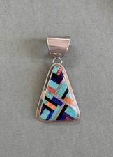 Raymond Coriz - Large Vintage Santo Domingo Kewa Silver Inlay Pendant - picture