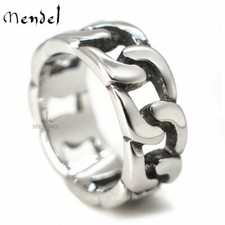MENDEL Mens Biker Miami Cuban link Ring Band for Men Stainless Steel Size 7-15 picture