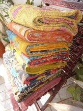 Wholesale Lot Kantha Quilt Indian Vintage Reversible Twin Handmade Blanket 5 PC picture