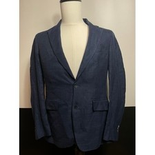 Hackett London Mayfair Loro Piana Tuareg Wool Silk Linen Blazer Navy Blue 36R picture