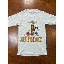 Vintage Artex Joe Purdue T-Shirt Kids S 6-8 White Snoopy Peanuts Boilers 70s picture