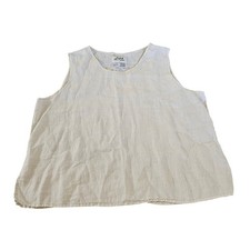 FLAX by Jeanne Engelhart Linen Sleeveless Tank Top Beige Oatmeal Medium picture
