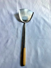 Vintage Stainless Steel Wok Spatula Chuan Turner 14.5 inches long w/ Wood Handle picture
