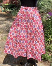 Vintage 50's Pink Medalion Print Cotton Skirt sz M picture