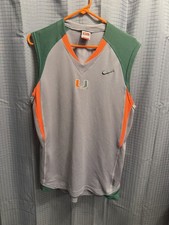 Vintage Nike Miami Hurricanes Sleeveless Shirt Mens M Gray Green Orange Y2K picture