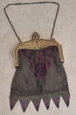 Antique 1920s Evening Bag By Whiting And Davis w/ Satin Interior and Compact picture