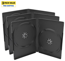 3 Pack Standard Black DVD Replacement Movie Cases 14mm 2 Disc With Clear Sleeve picture