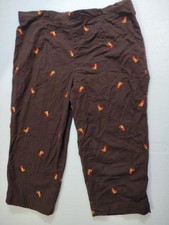 White Stag Pants Womens 12 Brown Embroidered Floral Cotton Stretch Cropped picture