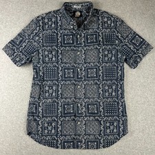 Reyn Spooner Hawaiian Aloha Shirt Short Sleeve Button Large Mens Blue Print picture
