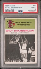 1961 FLEER  BASKETBALL #47 WILT CHAMBERLAIN IN ACTION RC PSA 2 GOOD picture