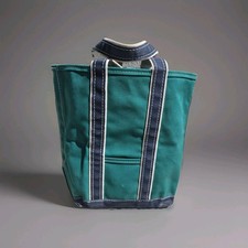 Vintage LL Bean Boat And Tote Freeport Maine Sawtooth Kelly Green Blue 14x16  picture