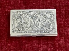 Vintage VOGT Sterling Silver Hand Engraved Business Card Case Holder Scroll .925 picture