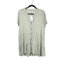 Wonderly NEW Tiered Button mini dress tunic Sage Green XL layered cottagecore picture