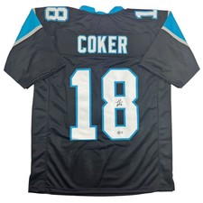 Autographed/Signed Jalen Coker Carolina Black Football Jersey Beckett COA picture