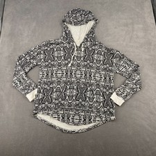 LA Hearts Hoodie Womens XL White Black Geometric Print Shirttail Hem Warm Wear picture