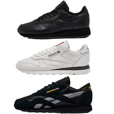 SALE Reebok Classic LEATHER Classic White Black Grey Mens Shoes Sneakers Sz 8-13 picture