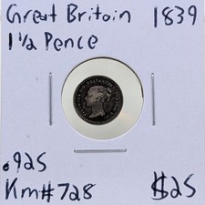 1839 Great Britain 1 1/2 Pence Km#728 picture
