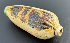 Antique William Foust & Sons Distillery Ceramic Corn Whiskey Flask Yellow Husk picture