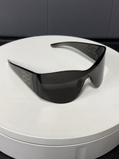 BALENCIAGA BB0122S 004 Black Shield Sunglasses Crystal BB Logo 99mm Japan Made picture