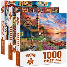 3 Pack 1000 Pieces Jigsaw Puzzles for Adults Brain Teaser Gift for Family Game picture