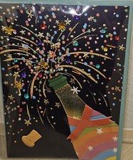 PAPYRUS GEMMED RHINESTONES CHAMPAGNE FIREWORKS BLANK INSIDE ALL OCCASIONS CARD picture