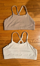 ATHLETA Girl Lot of 2 Sport Bra Size XL14 Spaguetti Strap No Pads White/Nude picture