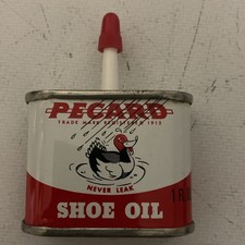 Vintage Pecard Shoe Oil  1 Fl. Oz Tin Can  With Duck Logo - Nearly Empty picture