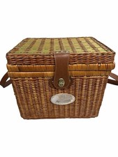 Vintage April Cornell for Silvestri Wicker Picnic Cottage Core Lined Basket picture