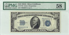 1934-A $10 Small Size Silver Certificate, PMG 58 picture