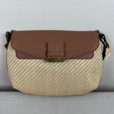 Frye and Co. Bryce Crossbody Bag Natural Cognac Woven Straw Boho picture
