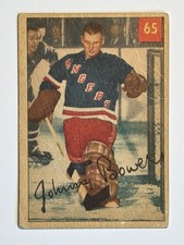 1954-55 Parkhurst #65 Johnny Bower “Johnny Bowers” rookie card New York Rangers picture