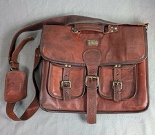 Vintage Cuero DHK Leather Handmade Laptop Satchel Messenger Bag picture
