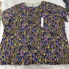 Croft and Barrow NWT womens The Classic Tee 3X short sleeve crew damask picture