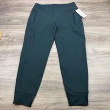 Athleta Rainier Joggers Womens Large Cypress Green Fleece Lined Running Pants picture