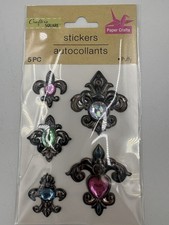 Crafter’s Square Paper Crafts 5 Piece Puffy Stickers Metallic Fleur-De-Lis picture